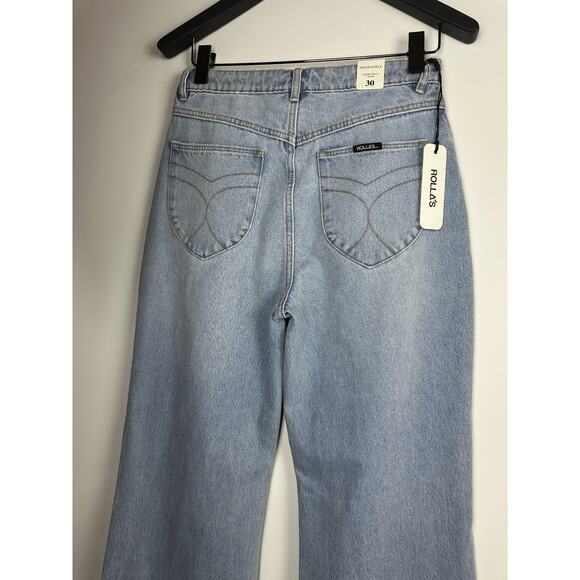NWT Rollas Heidi Ankle Old Stone Jeans Blue Denim Distressed High Rise Size 30 - Picture 14 of 16